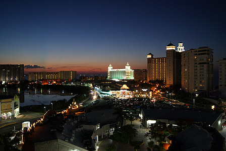 Cityscape of Cancun at Night in Quintana Roo, Mexico thumbnail
