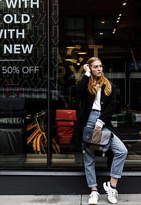 Woman Wearing Black Coat thumbnail
