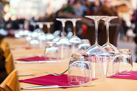 Beautiful glasses in a restaurant in the city street thumbnail