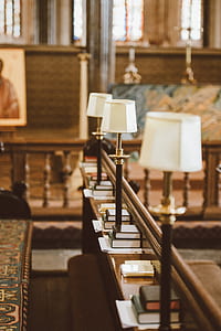 three white table lamps on table in selective focus photography thumbnail