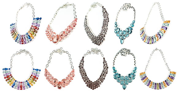 assorted-color bib necklace lot thumbnail