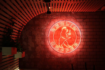 red and yellow Berlin Coffee wall decor thumbnail