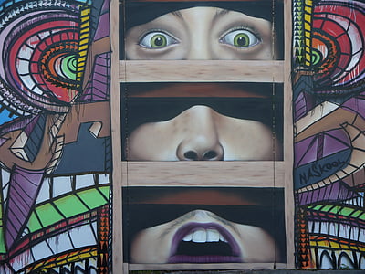 canvas painting of face on wall thumbnail