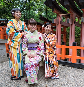 three woman wearing kimono dress thumbnail