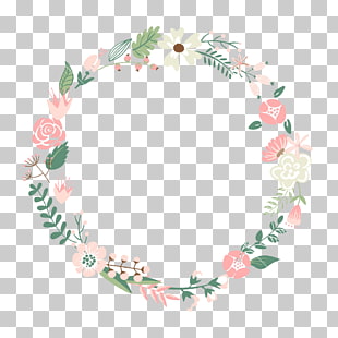 Flower frame Wreath , Floral Frame Transparent , green, white, and pink floral wreath illustration PNG clipart