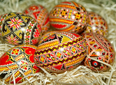orange-black-and-yellow Easter eggs thumbnail