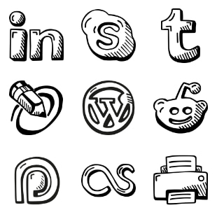 Social - Hand Drawn svg vector icon sets