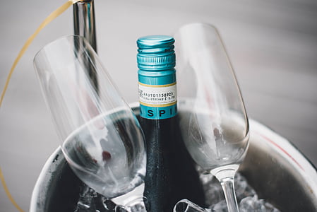 wine bottle and wine glass on bucket thumbnail