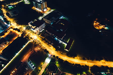 road and buildings with lights thumbnail