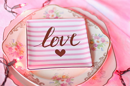 square white and pink ceramic plate thumbnail