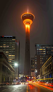 architectural photography of lighted tower thumbnail