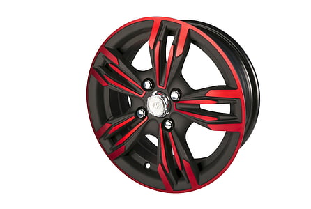red and black 5-spoke car wheel thumbnail