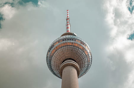 low angle photography of red and gray pointed-edge tower thumbnail