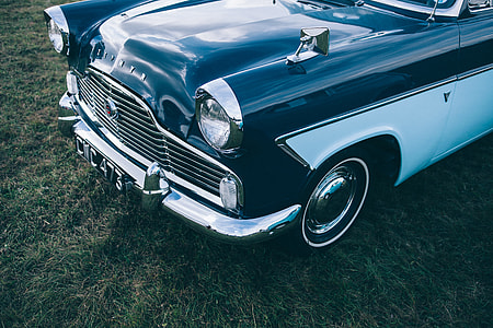 classic blue and white car thumbnail