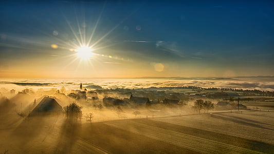 aerial photo of farm during dawn thumbnail