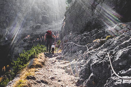 two mountaineers hiking on mountain thumbnail