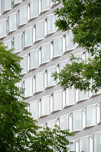green trees near gray high-rise building thumbnail