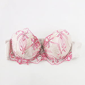 beige and pink floral strapless bra thumbnail