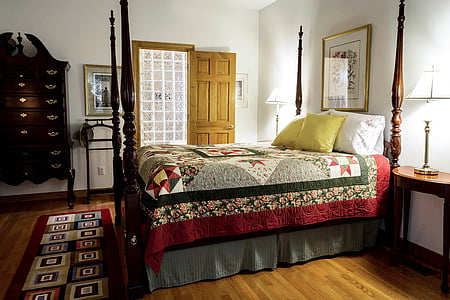 brown wooden canopy bed thumbnail