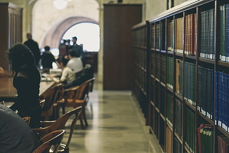 people sitting on chairs in library thumbnail