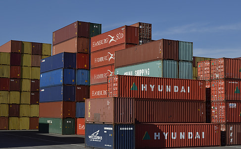 red and blue cargo containers thumbnail