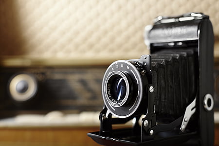 vintage black camera on table thumbnail
