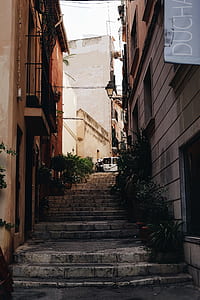 empty stairs between houses thumbnail