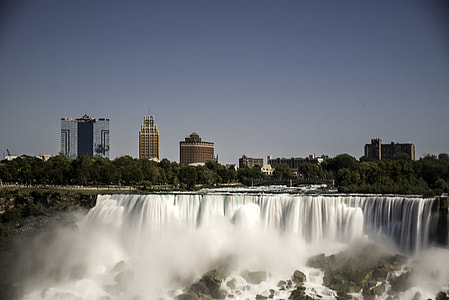 Buildings above American Falls at Niagara Falls, Ontario, Canada thumbnail
