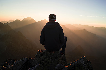 Man enjoying the view across mountains thumbnail