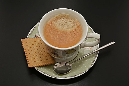 white and gray ceramic cup on saucer thumbnail