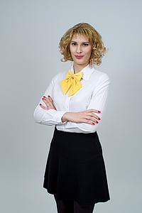 woman in white dress shirt with black skirt thumbnail