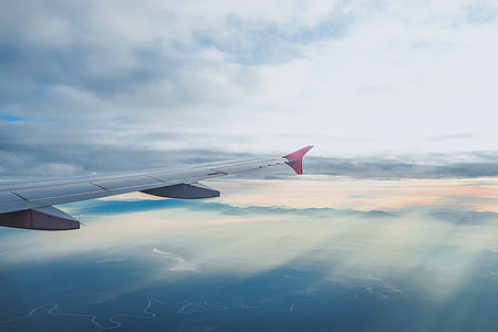 Shot taken from an airplane in the sky thumbnail