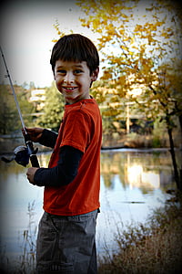 boy in red shirt holding fishing rod thumbnail