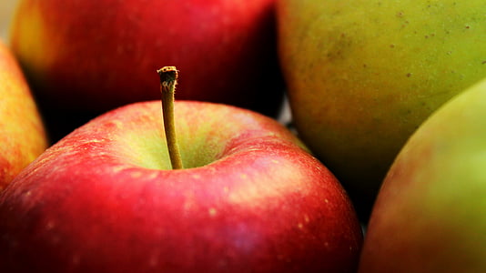 red and green apple close-up photo thumbnail