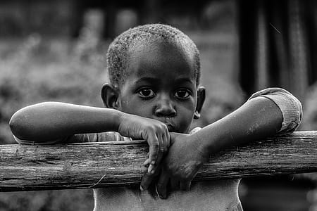 Grayscale Photo of Little Boy thumbnail