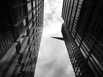 grayscale photography of high-rise buildings thumbnail