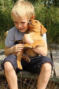 Friends, Child Hugs Dog thumbnail