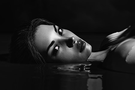 grayscale photography of woman portrait thumbnail