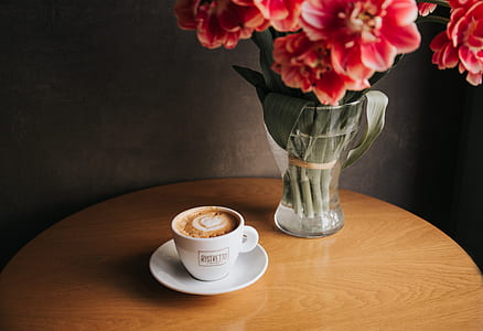 cappuccino served on white ceramic cup thumbnail