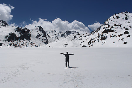 man standing on snow mountain thumbnail