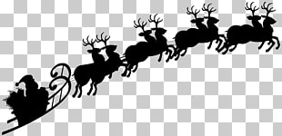 Reindeer Santa Claus Silhouette Sled , Santa Sleigh Silhouette PNG clipart