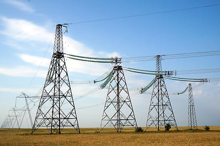 several high tension towers thumbnail