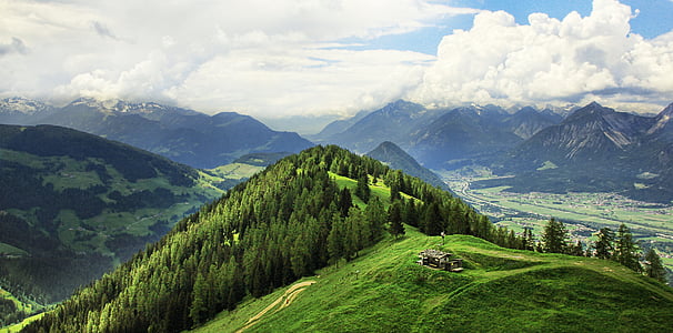 landscape photography of green mountains thumbnail