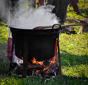 black cooking pot with laddle thumbnail