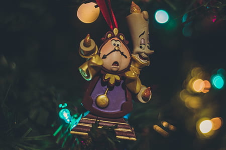 Beauty and the Beast Lumiere and Cogsworth character baubles thumbnail