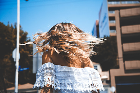 woman wearing white lace off-shoulder top thumbnail
