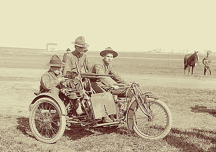 three soldiers riding tricycle thumbnail