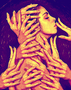 woman surrounded with hands painting thumbnail