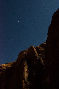 brown rock mountain under dark sky thumbnail