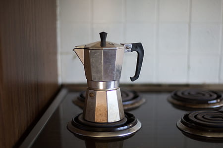 close-up of silver moka pot thumbnail